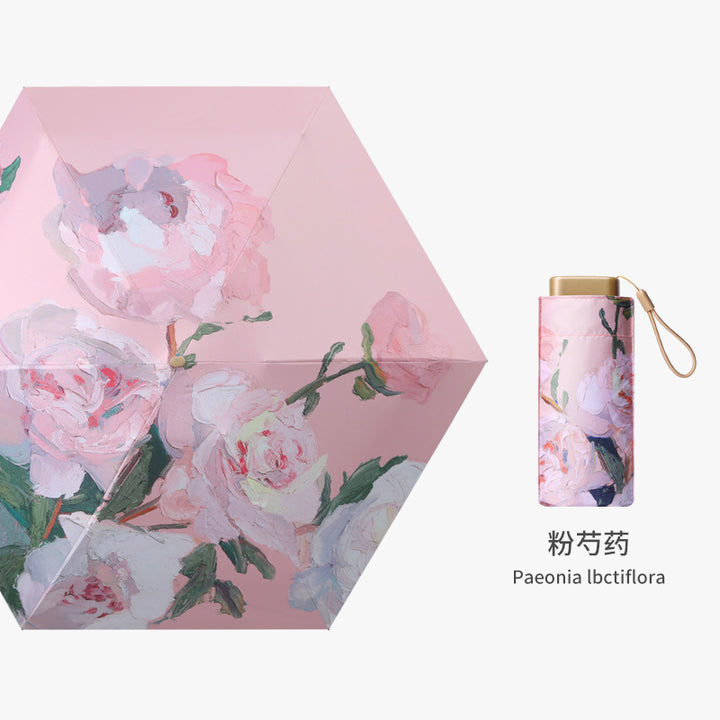 Damen elegante Falt-Regenschirm mit floralen Mustern Karnz