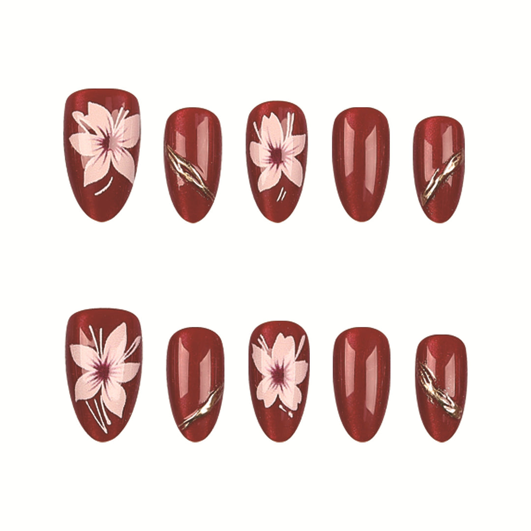 Blumenmuster Press-On Nail Art Set