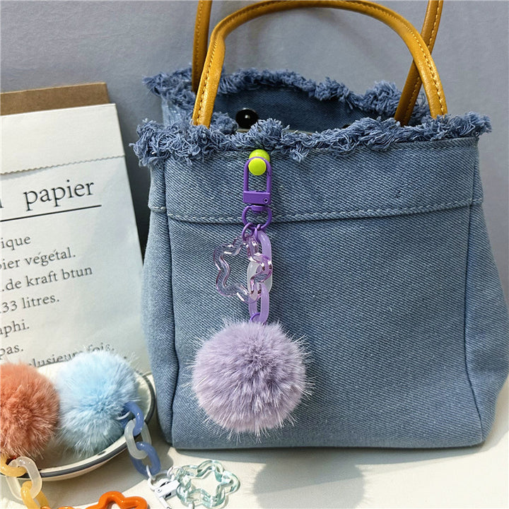 Niedlicher Flauschiger Pom-Pom Schlüsselanhänger Karnz