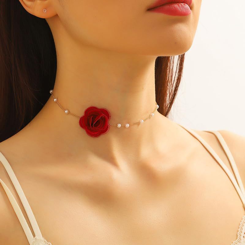 Floral Satin Cord Choker Karnz