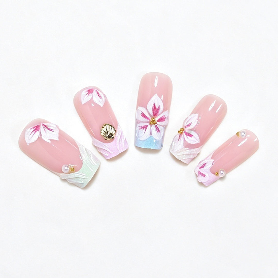 3D Blumen Design Press-On Nagelkunst Karnz