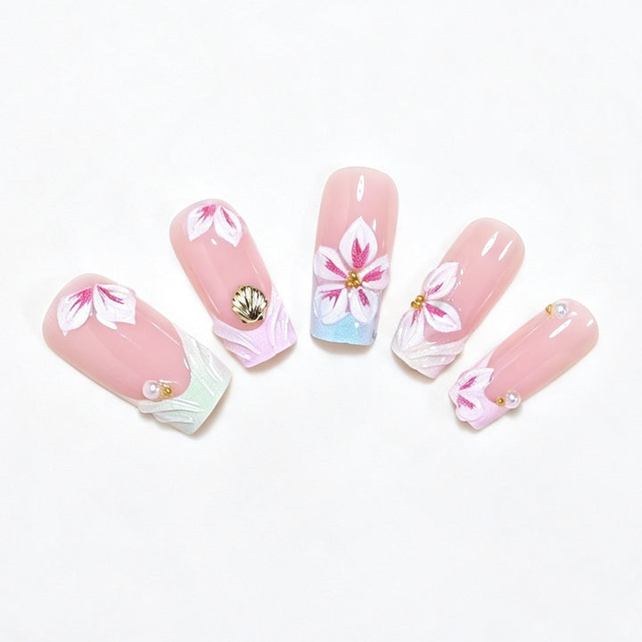 3D Blumen Design Press-On Nagelkunst Karnz