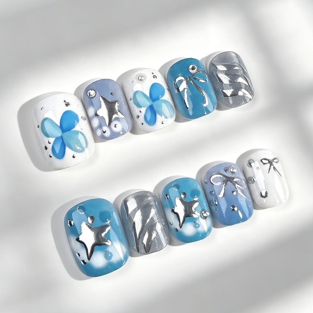 Künstlerische Floral Press-On Nagelkollektion