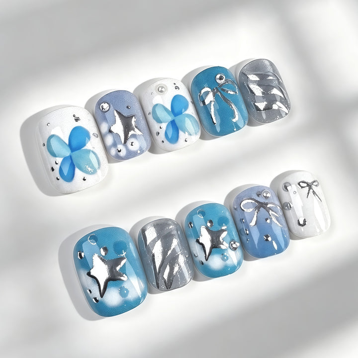 Künstlerische Floral Press-On Nagelkollektion