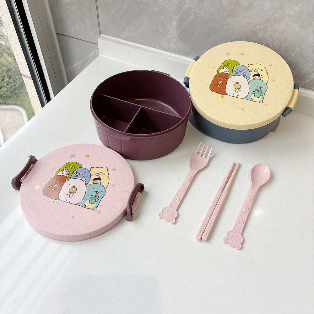 Spaßige Tierdruck Bento-Schüssel mit Besteckset