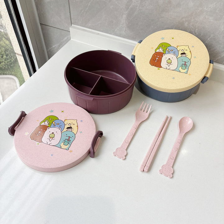 Spaßige Tierdruck Bento-Schüssel mit Besteckset