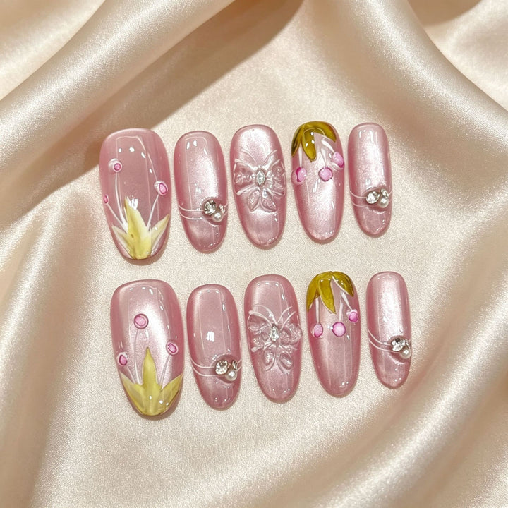 Dekoratives Acryl Press-On Nagelkunst Set