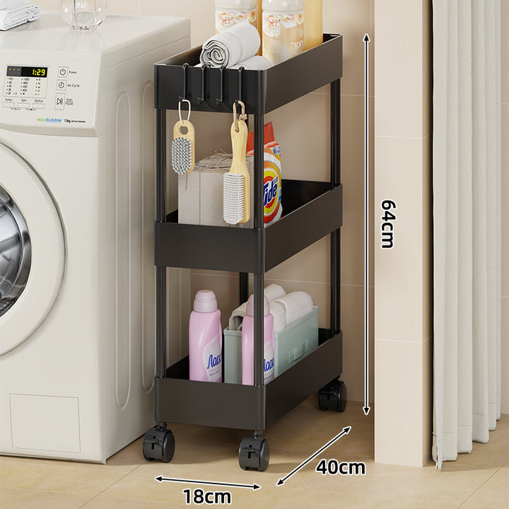 Slim Four-Tier Rolling Laundry und Badezimmer Aufbewahrungswagen mit tiefen Tablettkörben und verriegelbaren Drehrollen