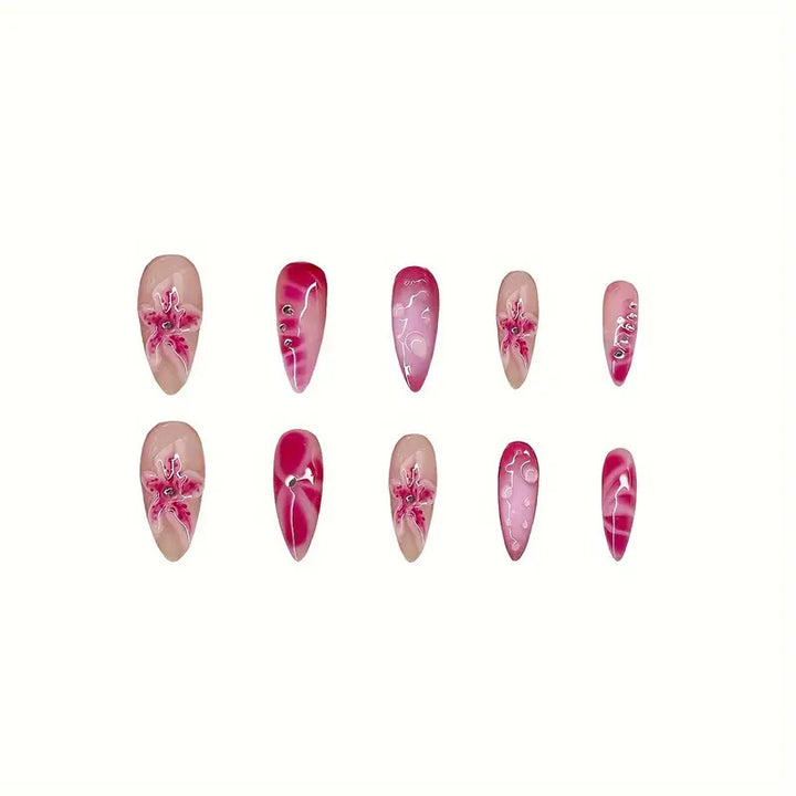 Luxuriöse Blumige Acryl-Nagelkunst Verlängerungen Karnz