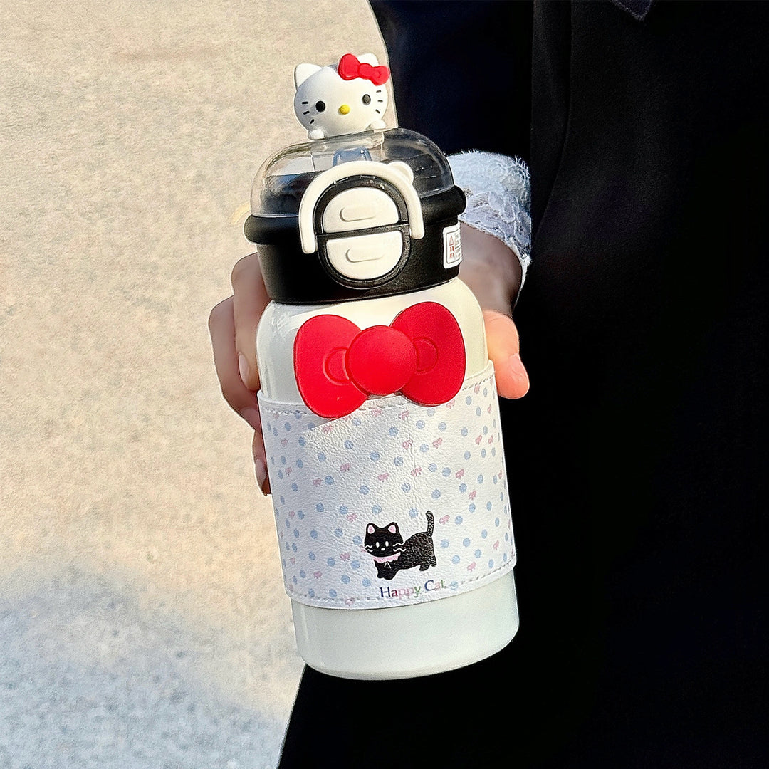 Damen kreative Trinkflasche mit interaktivem Deckel und süßem Motiv Karnz
