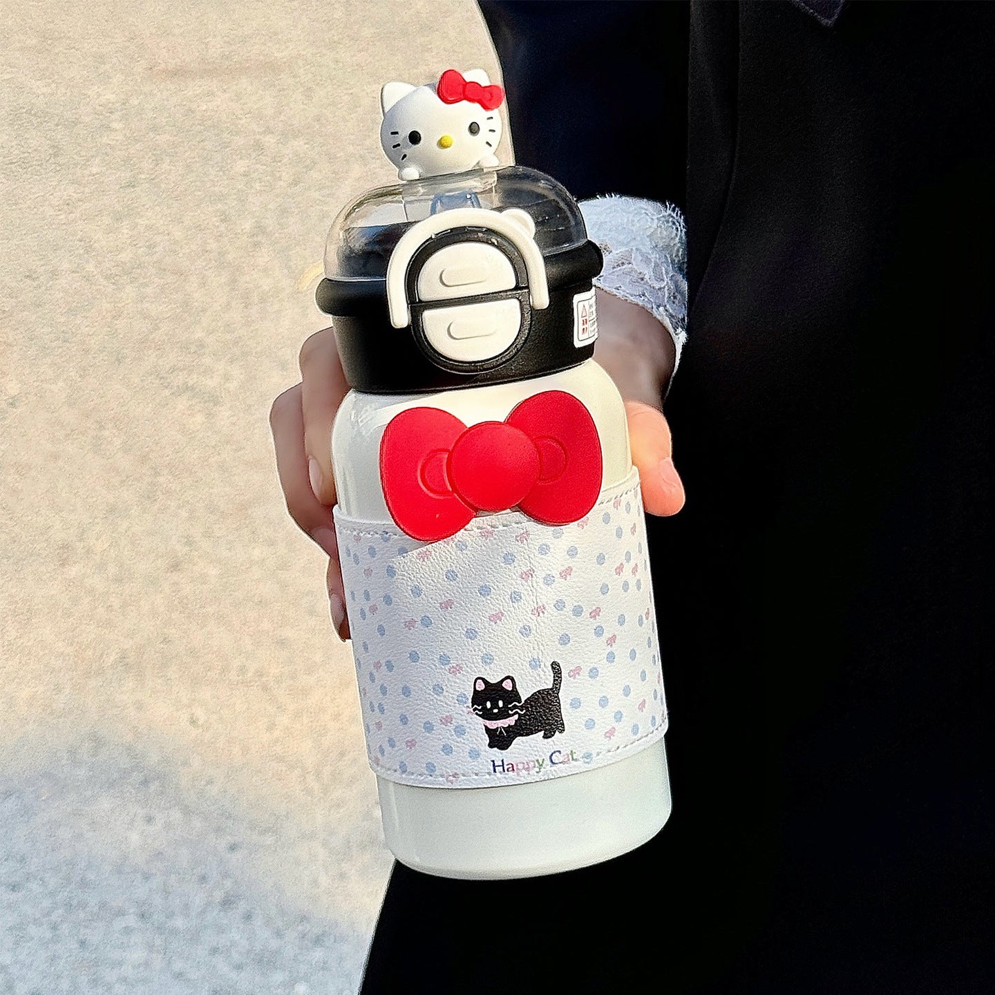 Damen kreative Trinkflasche mit interaktivem Deckel und süßem Motiv Karnz