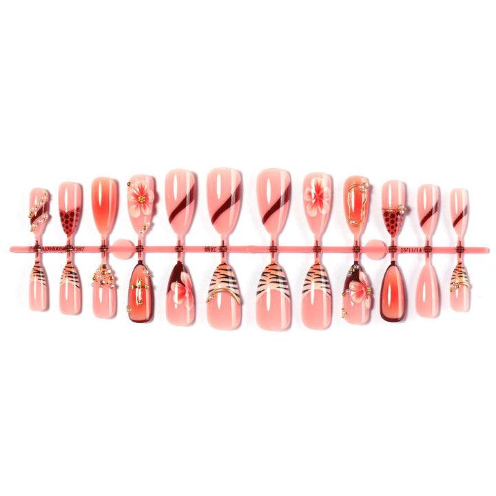 Florales Artikulate Press-On Nagelset Karnz