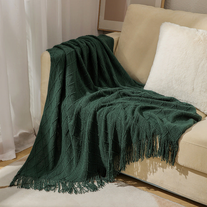 Gemütliche strukturierte gestrickte Wurfdecke