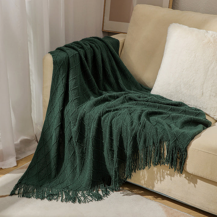 Gemütliche strukturierte gestrickte Wurfdecke