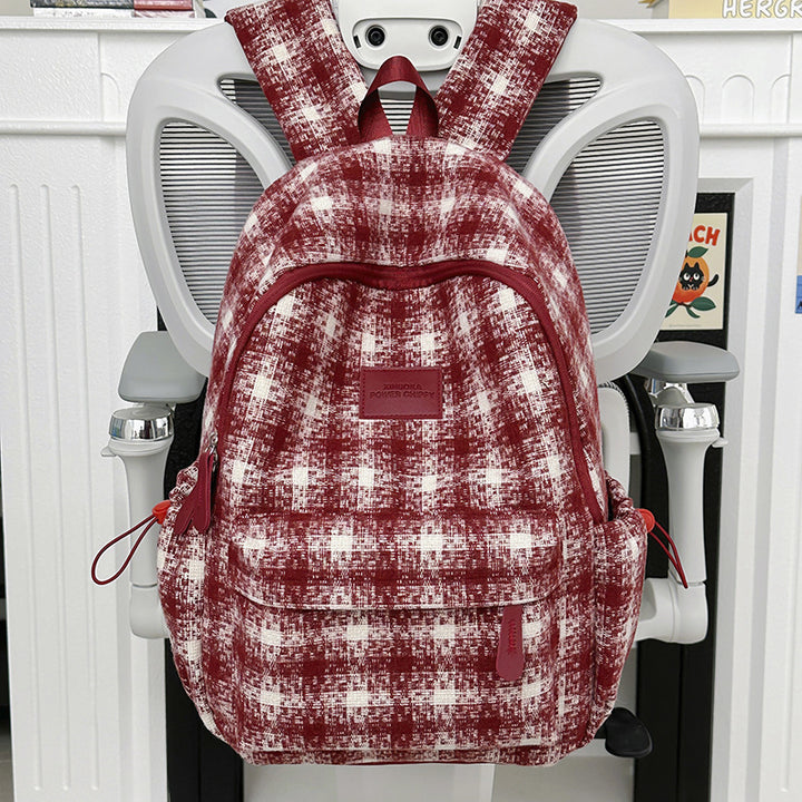 Stylische Vintage Karomuster Rucksack Karnz
