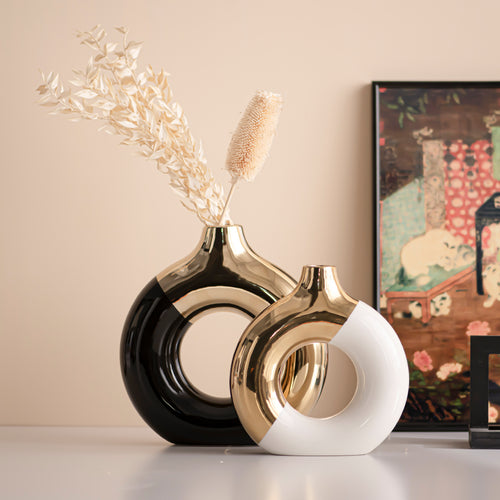 Goldene Keramische Blumenvase