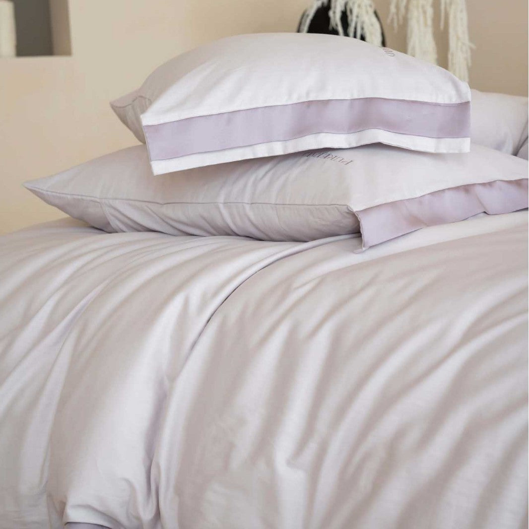 Baumwoll-Satin Bettwäsche Set mit kontrastierendem Saum und Oxford-Kissenbezügen