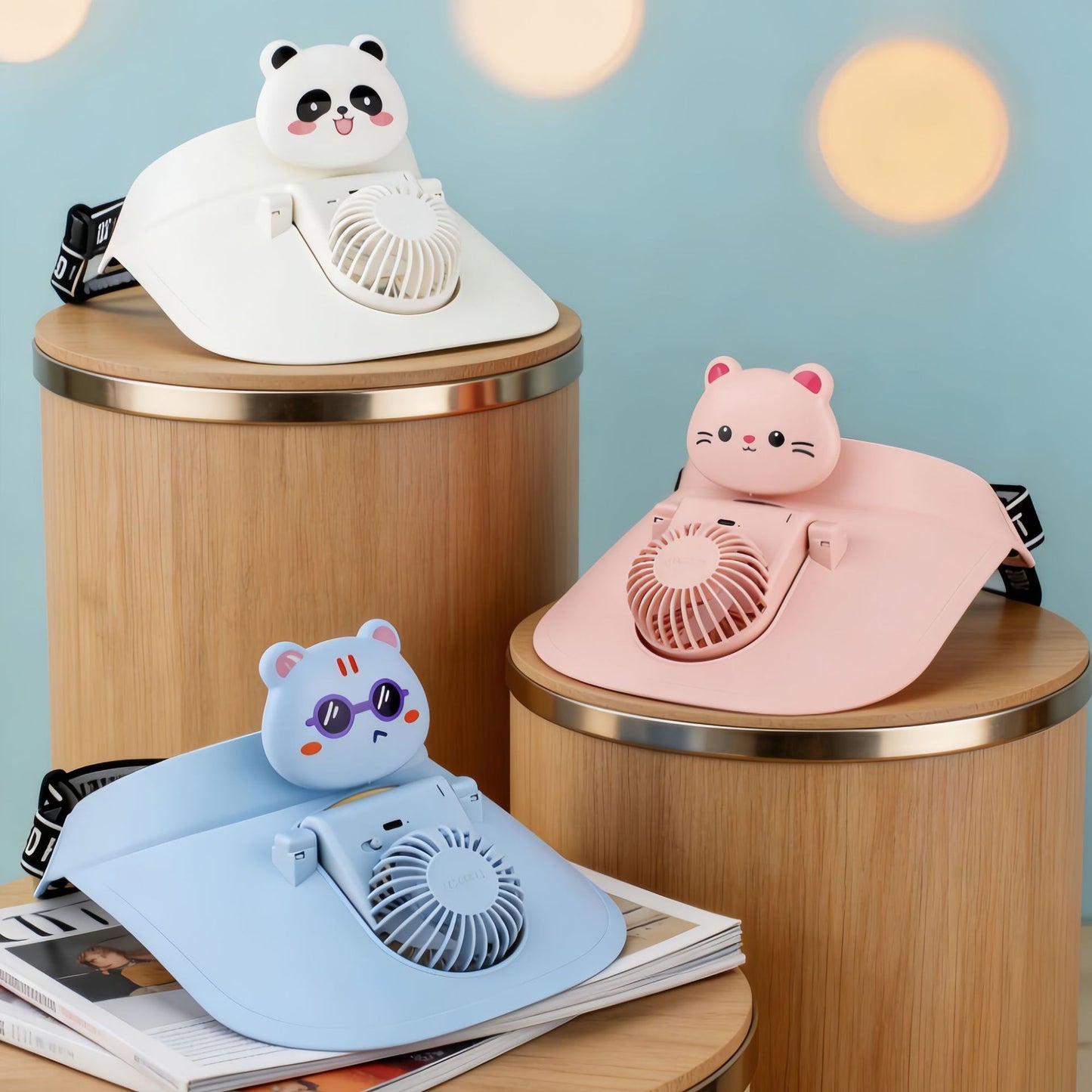 Damen Tragbarer Halsventilator mit niedlichem Bären-Design Karnz