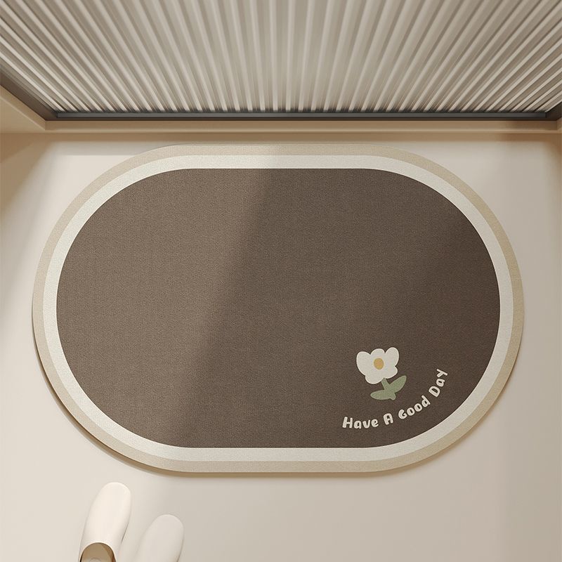 Cloud-Shaped Low-Pile Absorbent Floor Mat with Non-Slip Backing and Flower Print