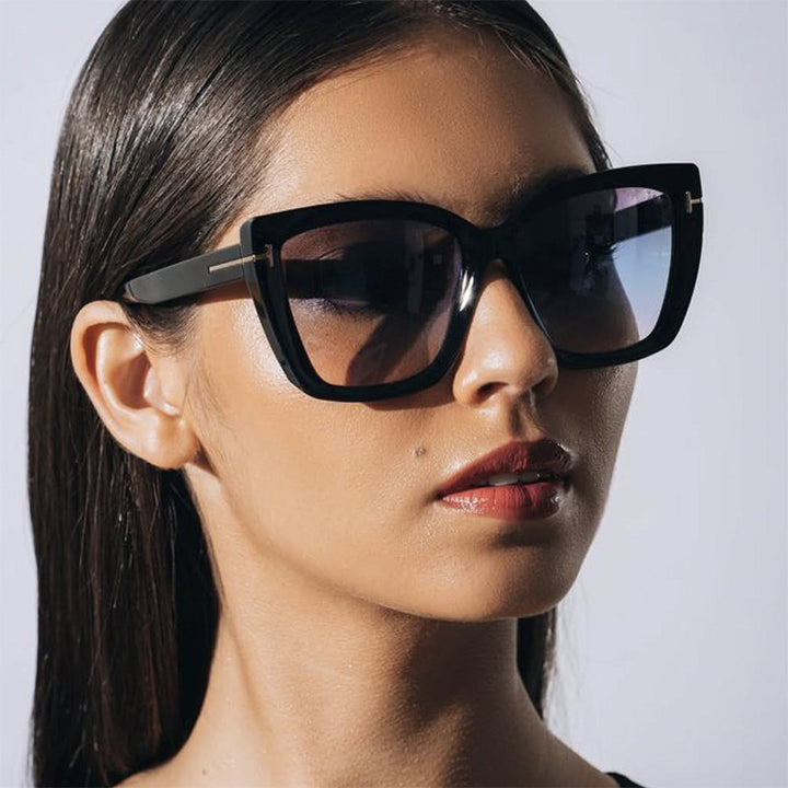 Damen große Sonnenbrille im modernen Design mit angesagtem Schildkrötenmuster Karnz