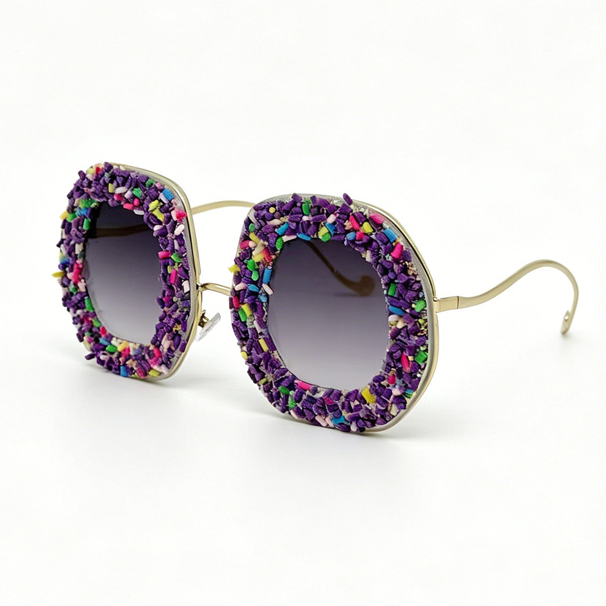 Damen kreative Designer-Sonnenbrille mit buntem Schmuckrahmen Karnz