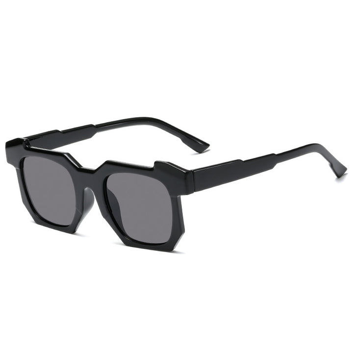 Damen geometrische Sonnenbrille mit markantem, hochwertigem Kunststoffrahmen Karnz