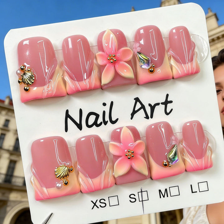 Floral Press-On Nail Art