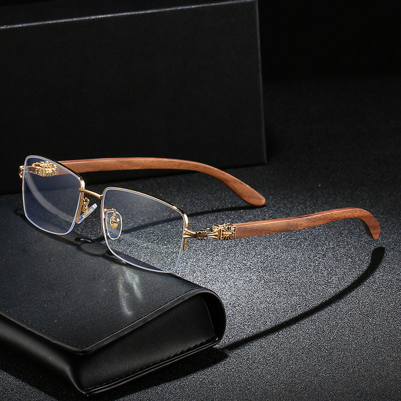 Damen modische Brille mit rechteckigem Rahmen und hochwertigen Holzdetails Karnz