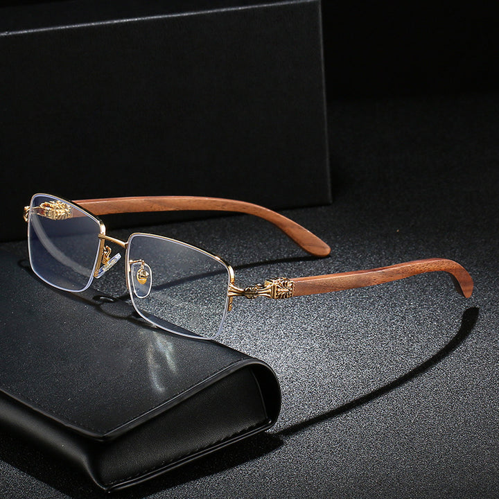 Damen modische Brille mit rechteckigem Rahmen und hochwertigen Holzdetails Karnz