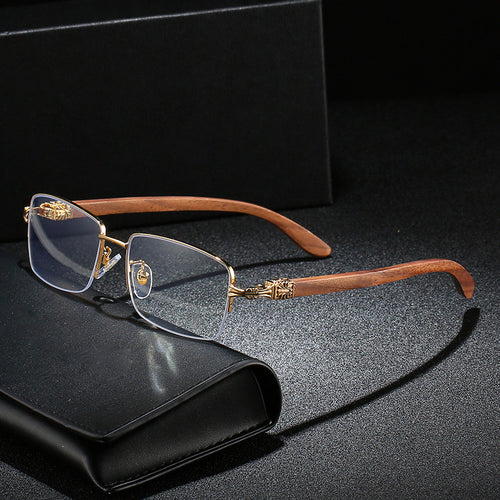 Damen modische Brille mit rechteckigem Rahmen und hochwertigen Holzdetails Karnz
