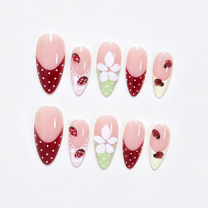 Kreatives Blumendesign Press-On Nagelkunst Set Karnz