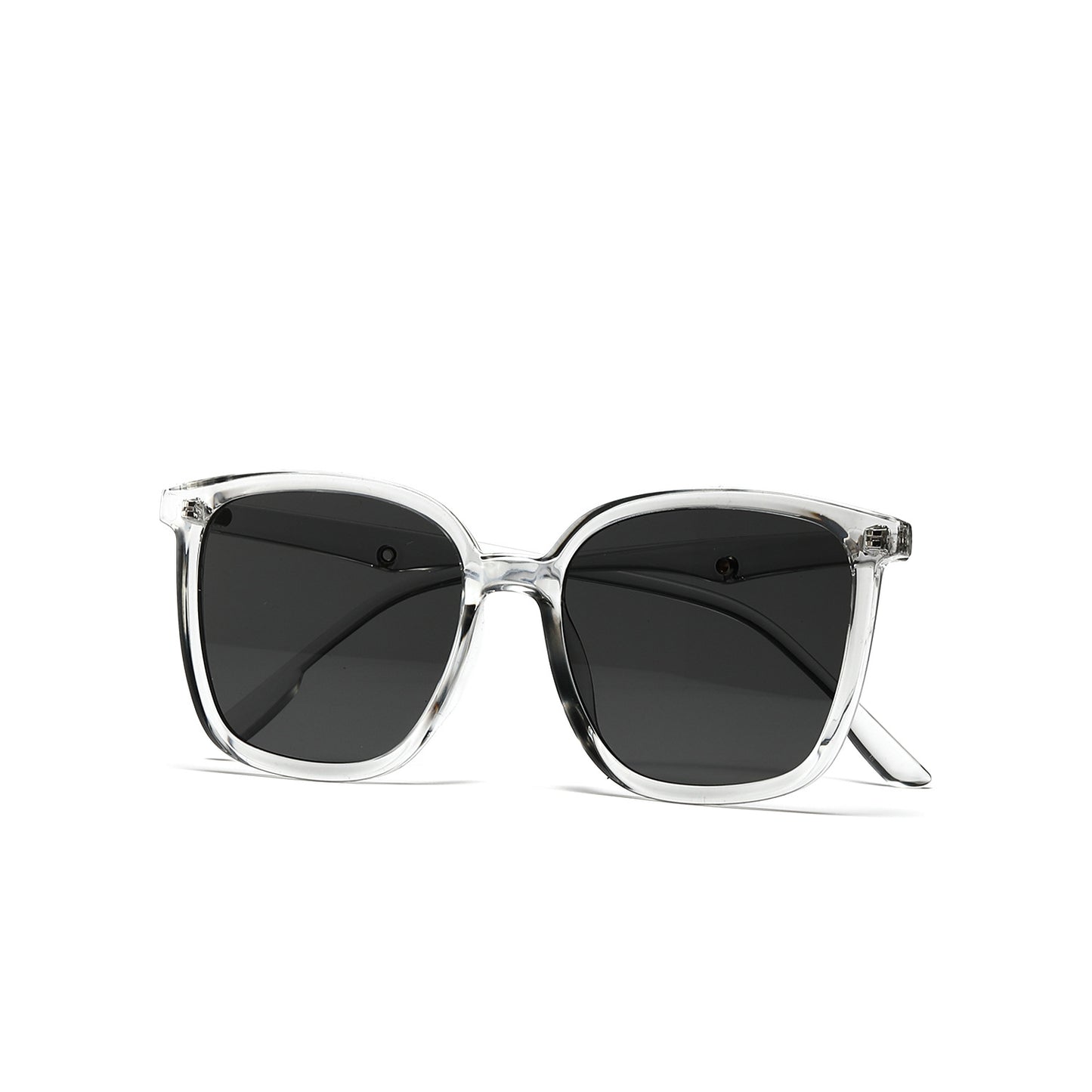 Damen stilvolle quadratische Sonnenbrille mit klarem Rahmen und polarisierten Gläsern Karnz