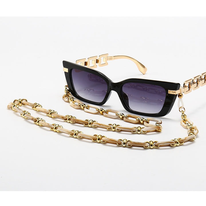 Fashion Cat-Eye Sonnenbrille mit eleganter Kette Karnz