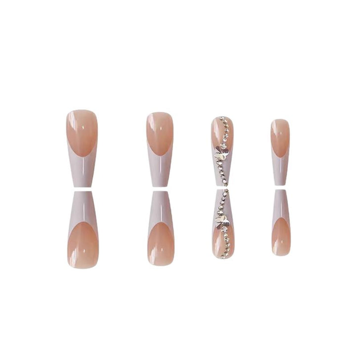 Elegante lange französische Spitzen Acryl Nagelkunst Karnz