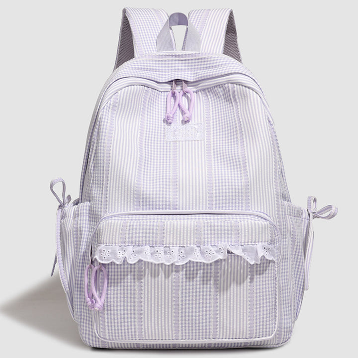 Stylischer gestreifter Rucksack mit Spitzenbesatz Karnz