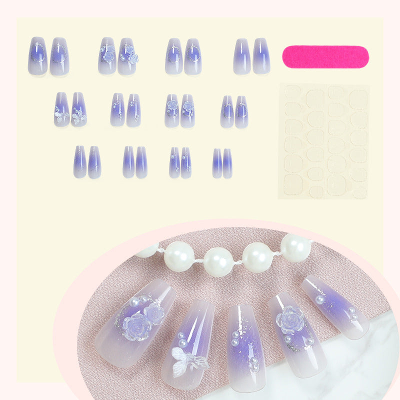 Künstlerisches Ombre Floral Press-On Nagel Set Karnz