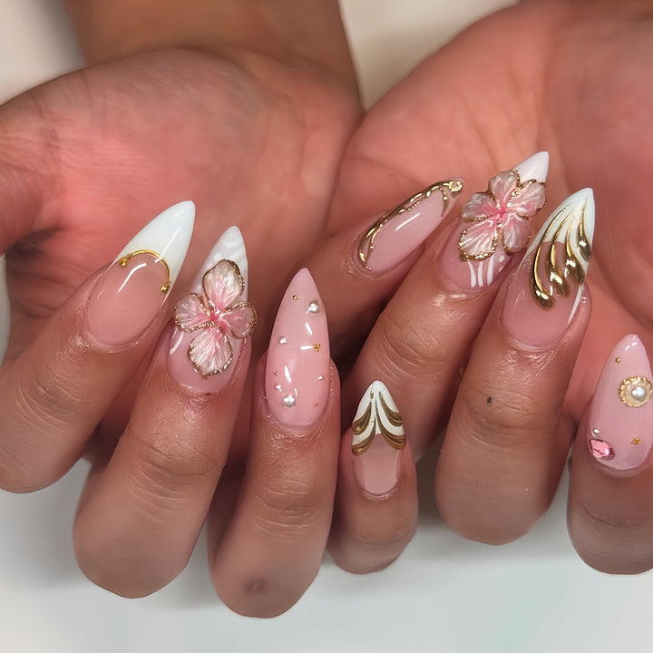 Premium Floral Designer Press-On Nails Karnz