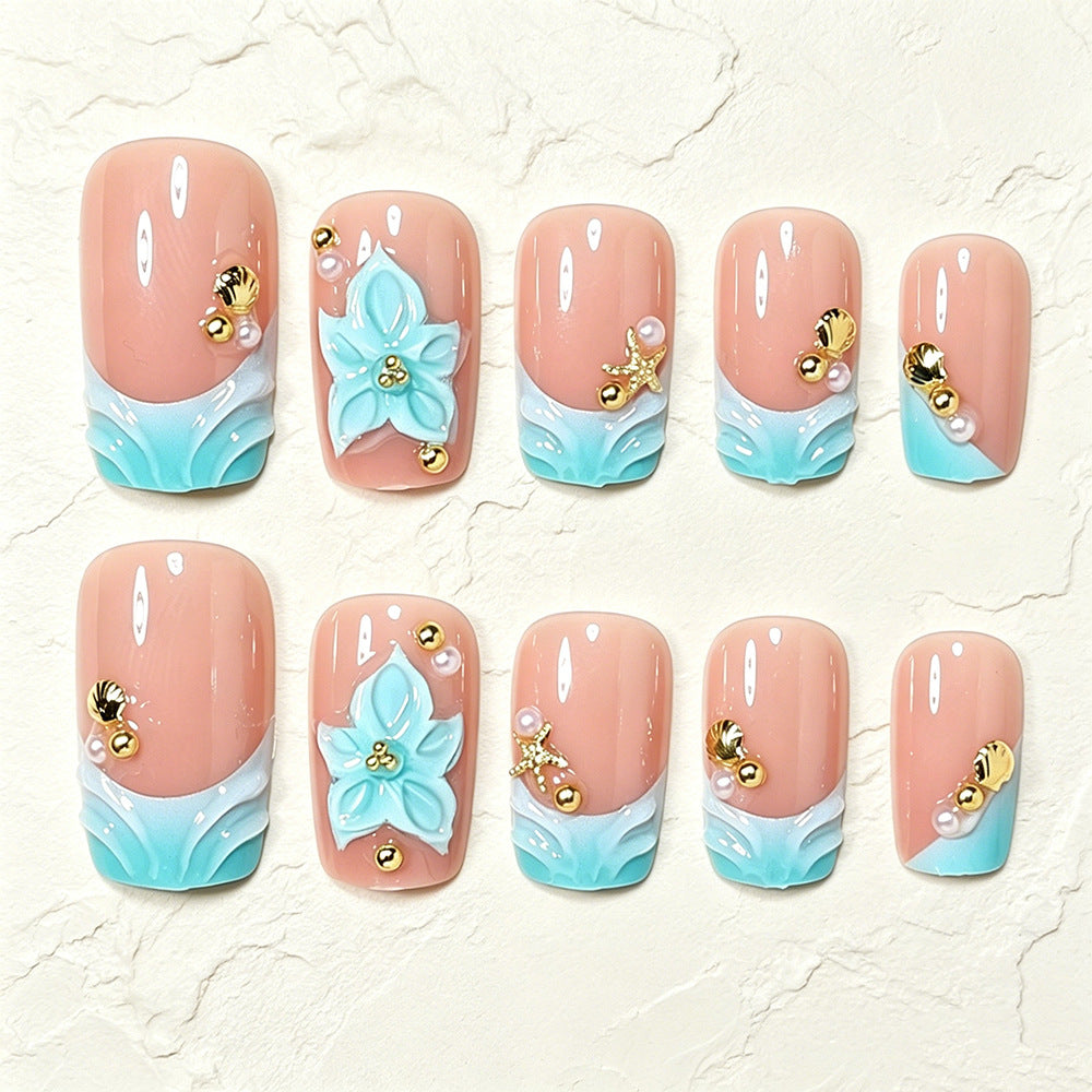 Künstlerische florale Acryl-Nagelkunst-Tipps Karnz