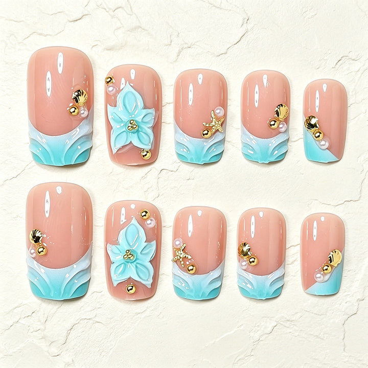 Künstlerische florale Acryl-Nagelkunst-Tipps Karnz