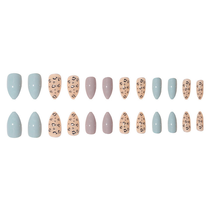 Stylisches Langzeit-Press-On-Nagelset mit abstraktem Leopardenmuster Karnz