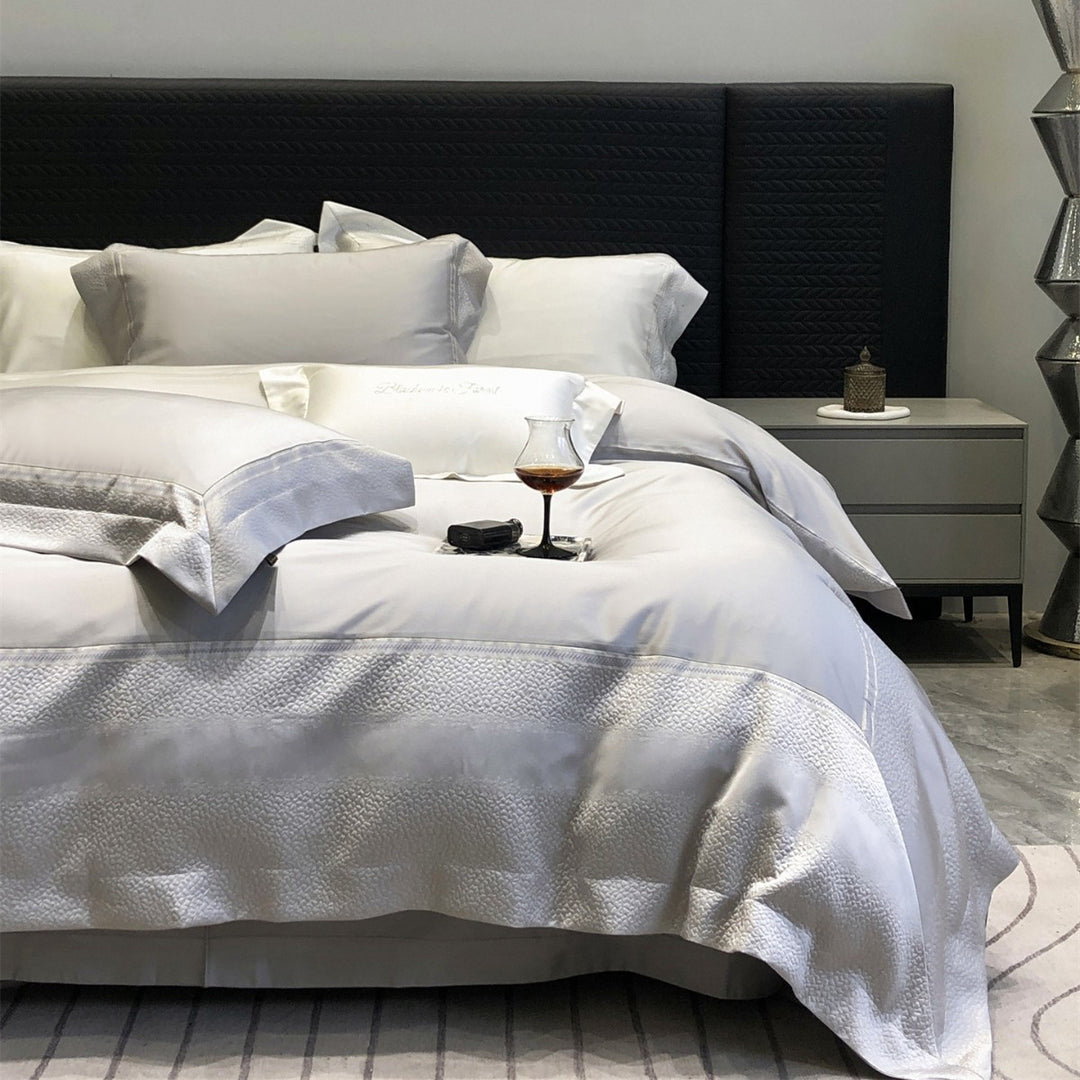 Hotel-Style Bio-Baumwoll-Bettwäsche-Set mit gewebtem Rand und Umschlagkissenbezügen