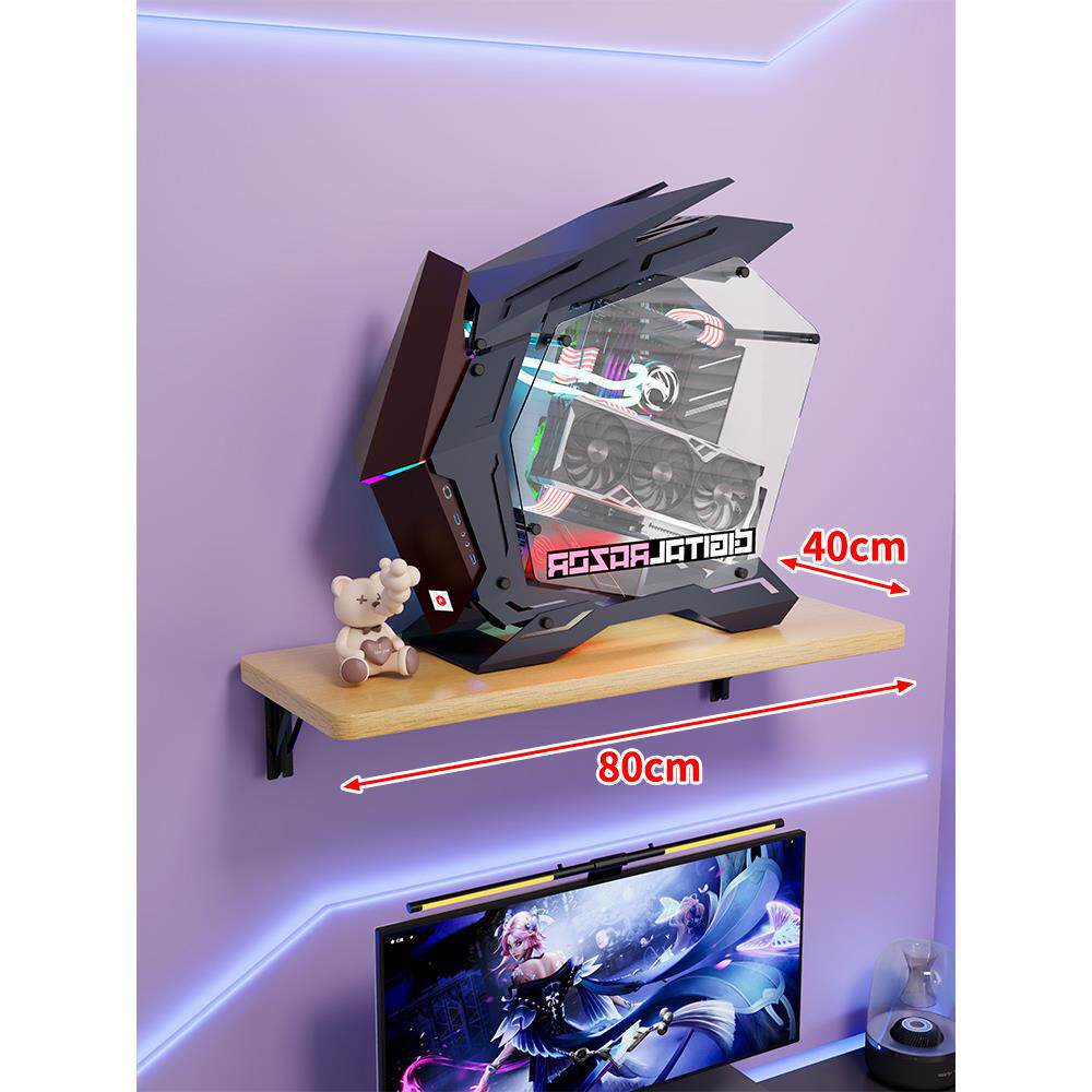 Wandmontage-Schwimmregal für Mid-Tower-Gaming-PC mit verstärkten Halterungen