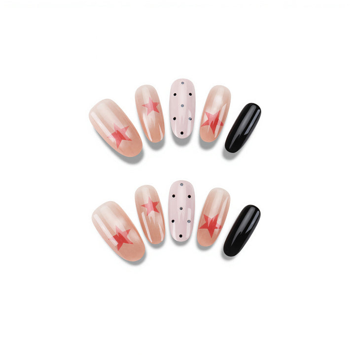 Künstlerisches Press-On-Nagel-Set mit mutigen Stern Designs Karnz