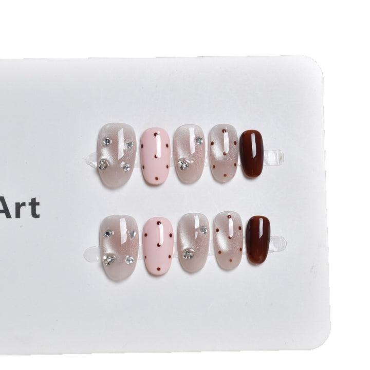 Premium Strass-Besetzte Press-On Nagelkunst Karnz
