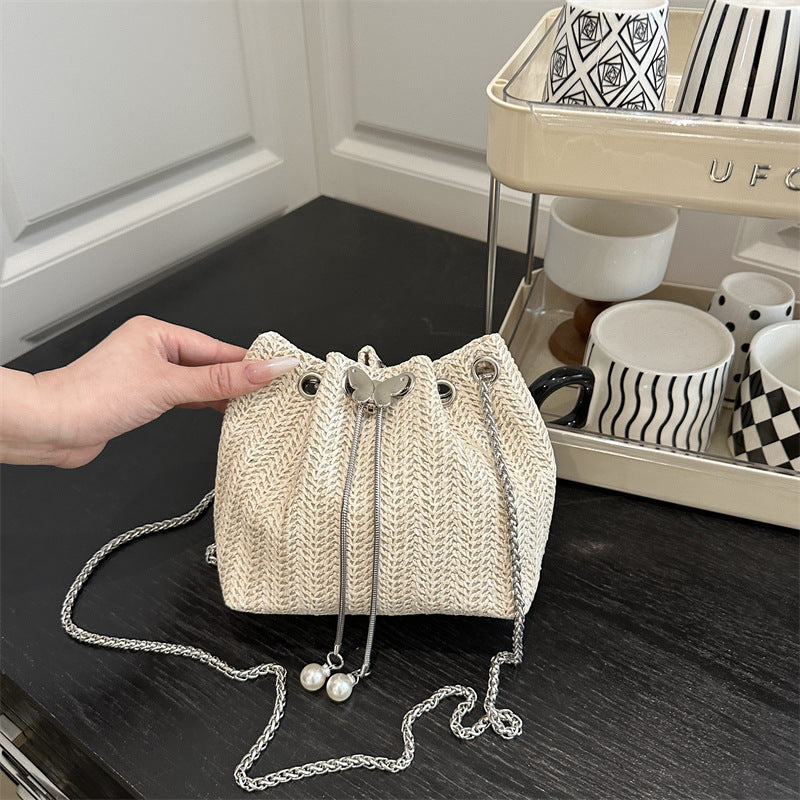 Elegante Gewebte Kordelzug Mini Handtasche Karnz