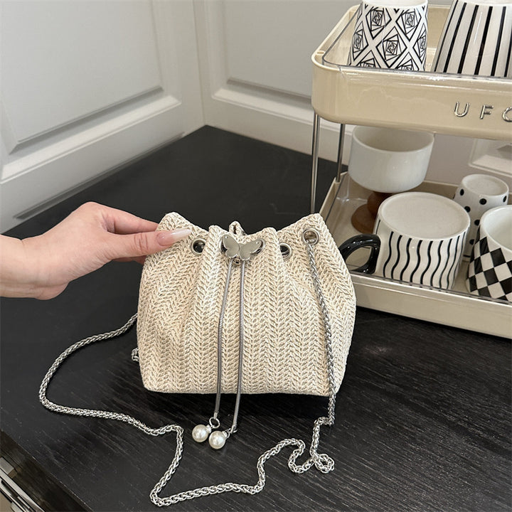 Elegante Gewebte Kordelzug Mini Handtasche Karnz