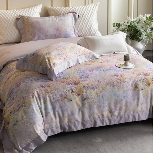 Blumen Aquarell Baumwoll-Satin Bettbezug Set