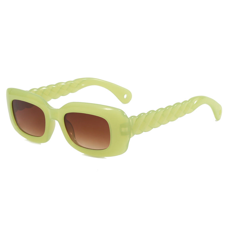 Damen modische quadratische Sonnenbrille mit einzigartigem gedrehten Bügeldesign Karnz