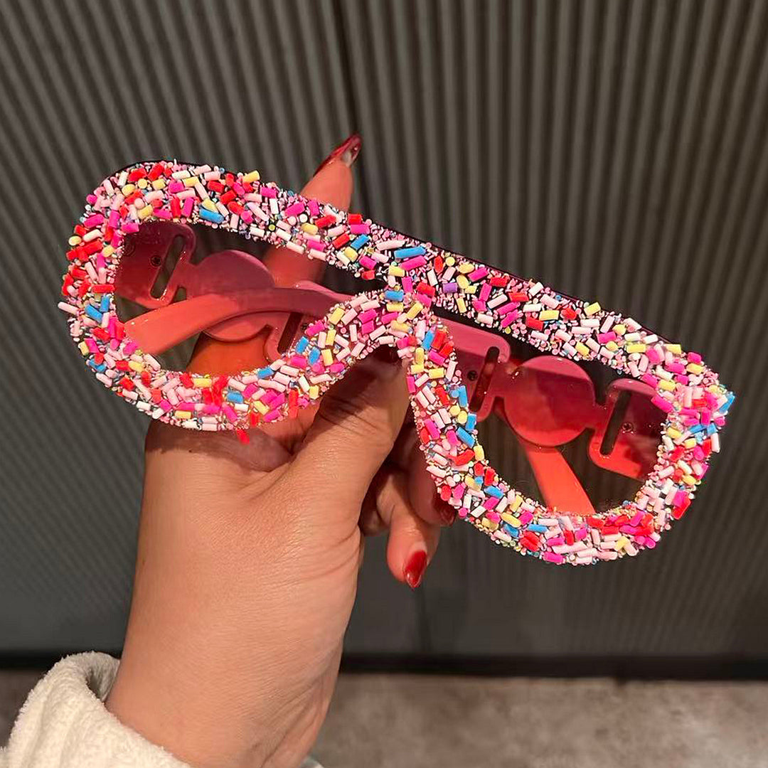 Damen trendige Sonnenbrille mit kreativem Zuckerguss-Design Karnz