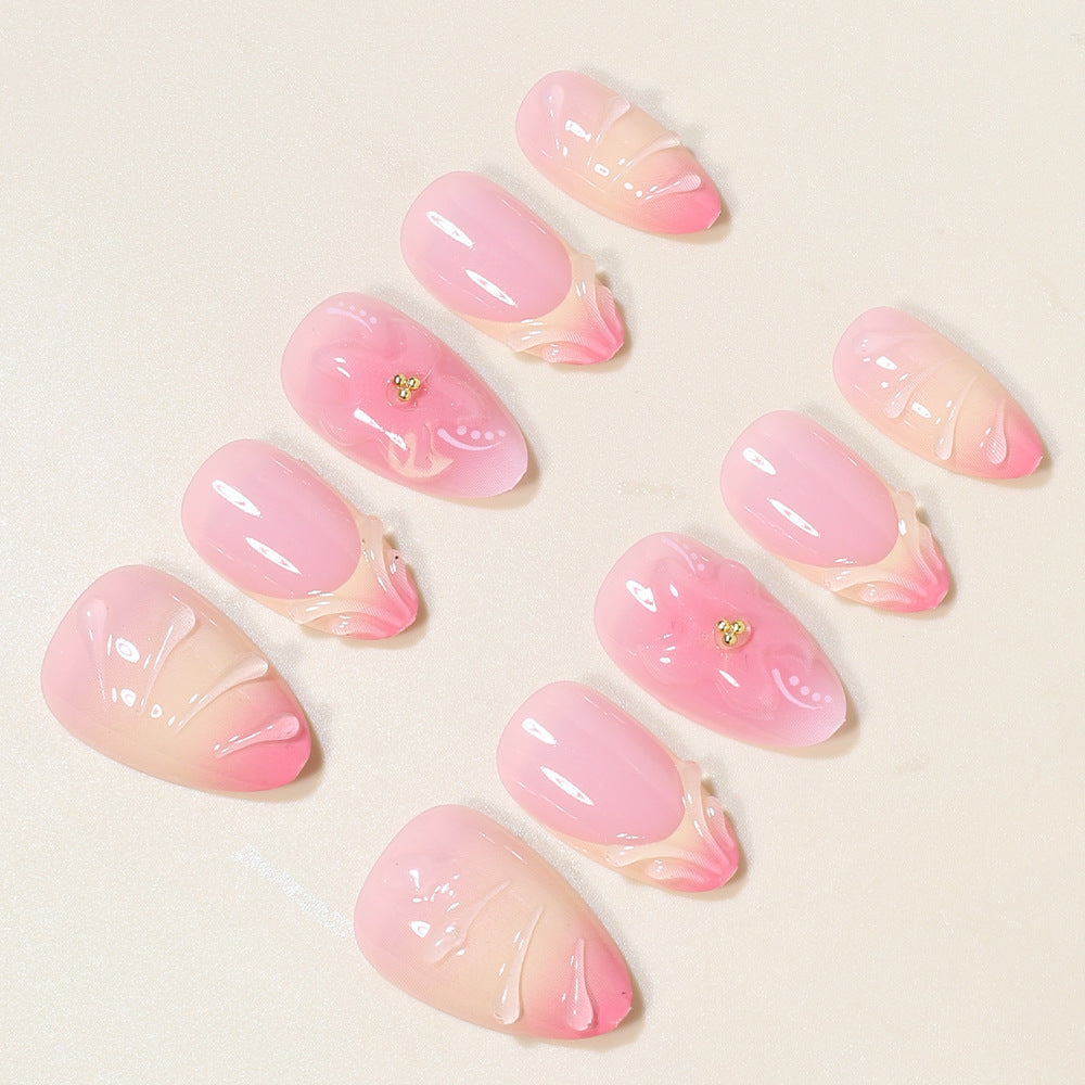Elegantes Blumen Press-On Nail Art Set Karnz